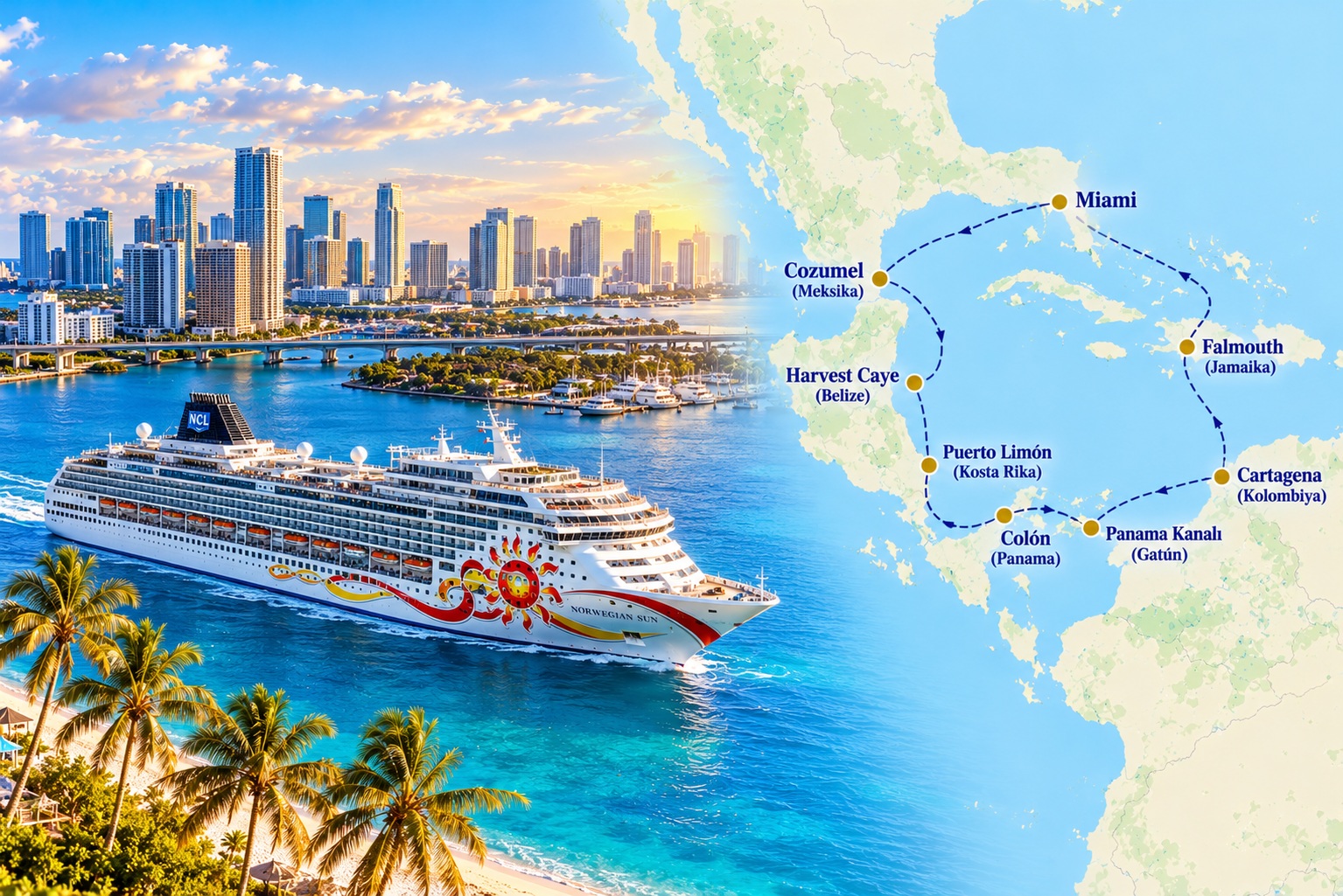 5* NCL SUN ile MIAMI'DE YILBAŞI & PANAMA KANALI & ORTA AMERİKA & KARAYİPLER